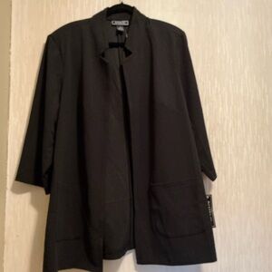 NYC Black Jacket with Open Front and Relaxed Fit